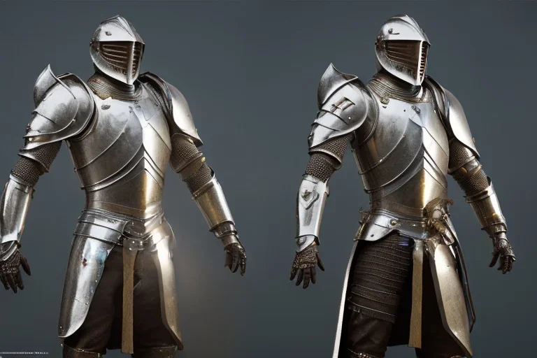 shining medieval knight armor pieces, majestic, great pose, realistic, detailed, metallic, digital painting, Unreal Engine 5