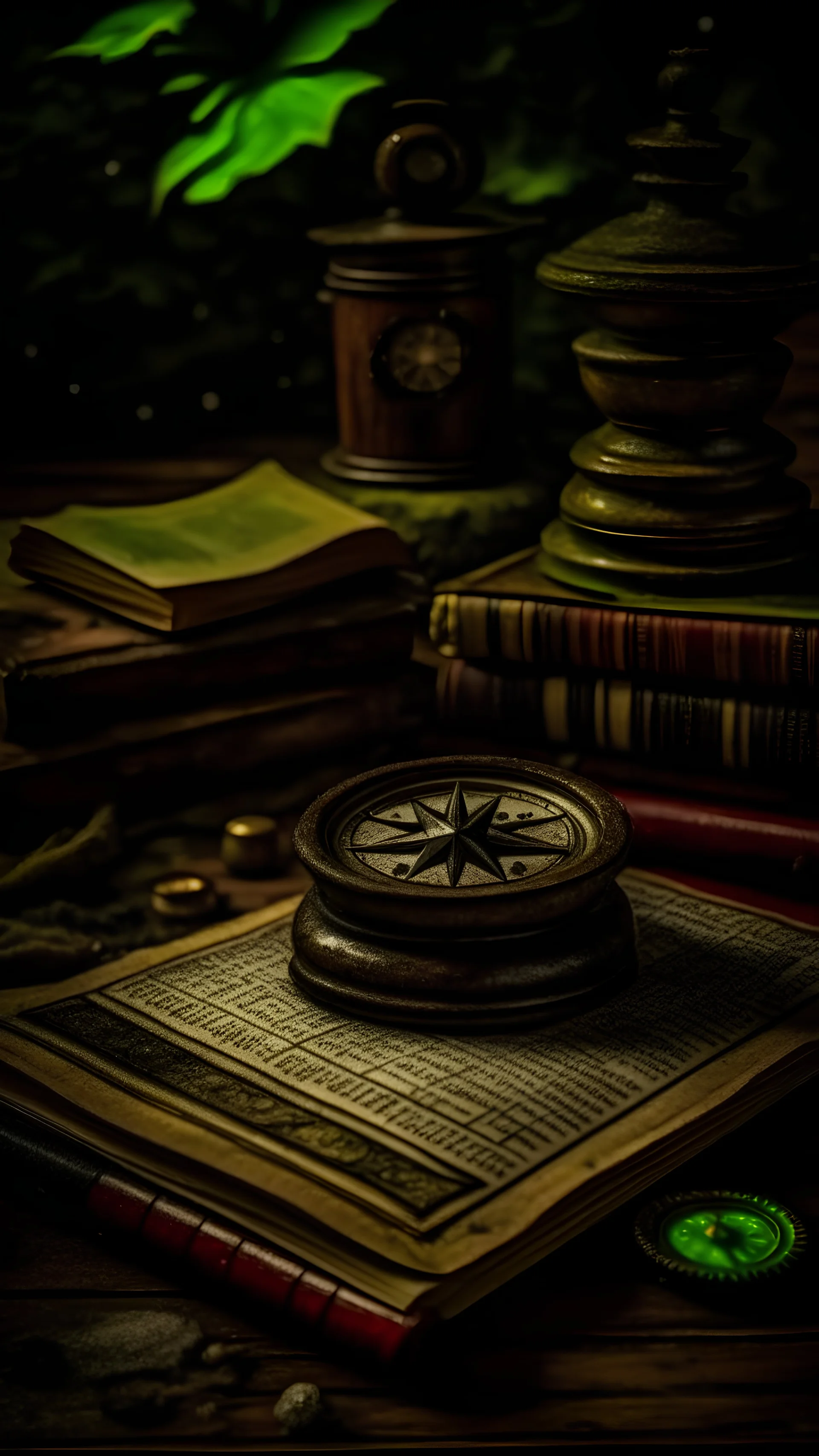 Rain and storm of books, compass, stars at the creepy house of the antique maps, Fujifilm, studio portrait