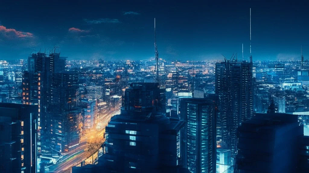 Clear Focus, High resolution, Cyberpunk skyline