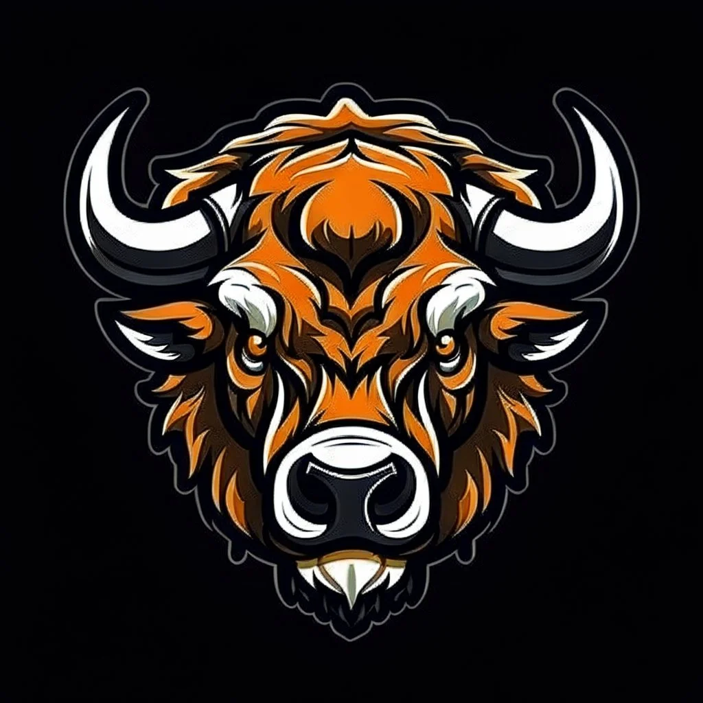 American Bison head at an angle, sports logo illustration style