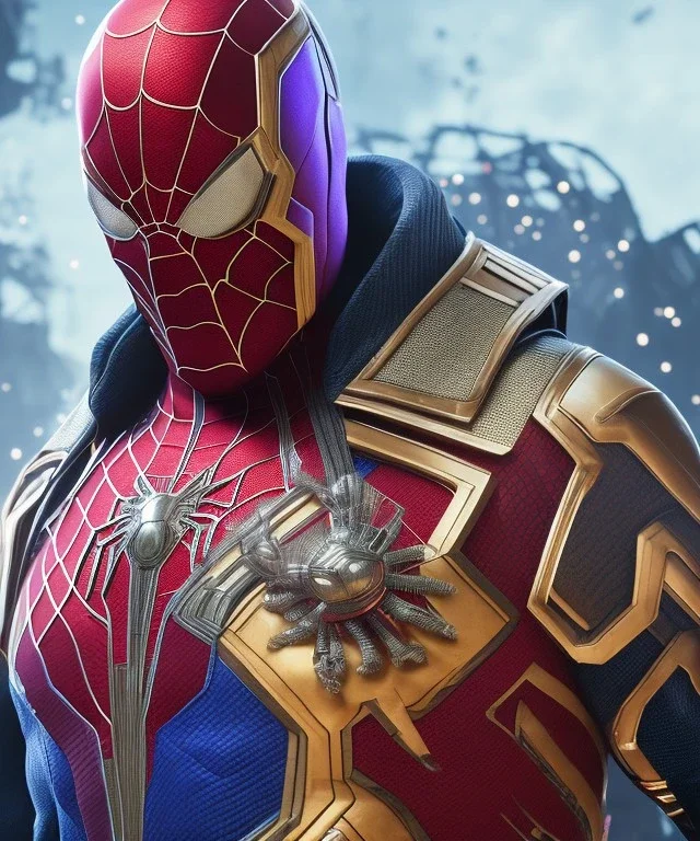 thanos dress up with spiderman suit, red and black, shooting spider web from wrist, full body close up, soft light atmosphere, light effect，vaporwave colorful, concept art, smooth, extremely sharp detail, finely tuned detail, ultra high definition, 8 k, unreal engine 5, ultra sharp focus