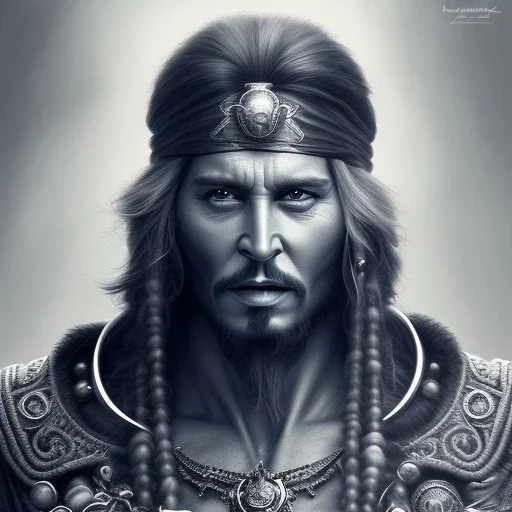 ultra realistic illustration, hulking herculean johnny depp as a rogue pirate thief from baldurs gate and diablo, intricate from baldurs gate, elegant, highly detailed, digital painting, artstation, concept art, smooth, sharp focus, illustration, art by artgerm and greg rutkowski and alphonse mucha