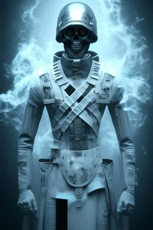 All Black british soldier, ghost, wearing high tech skull mask, white smoke, dark, rage, sorrow, high definition, ultra 8 k, volumetric lighting, blue fire, fog