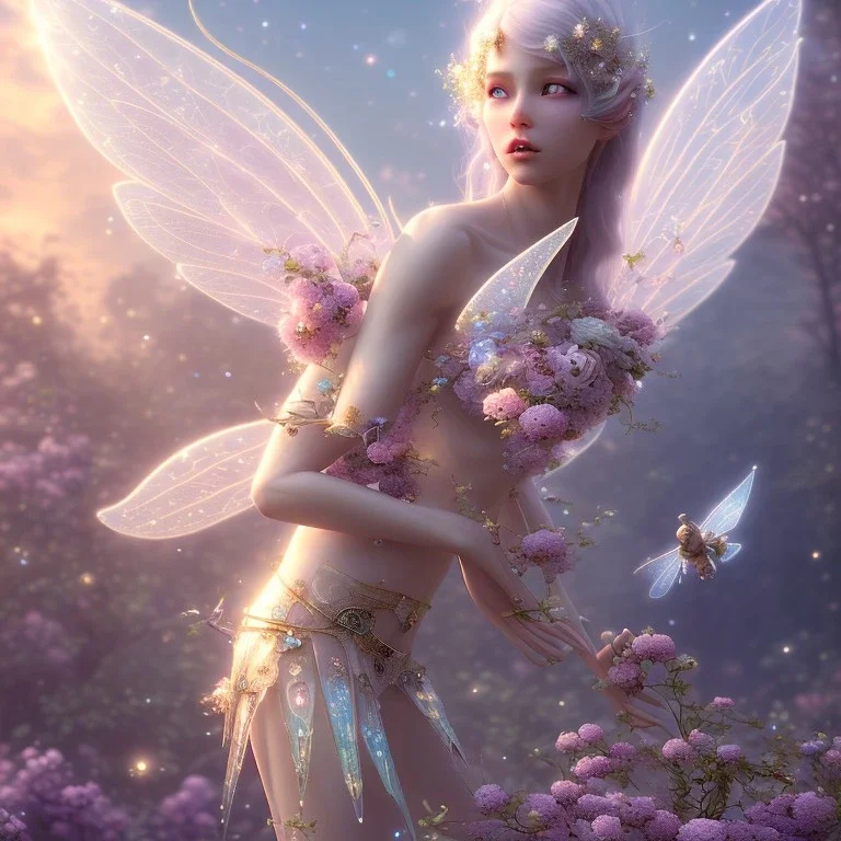 subtle transparent fairy in a galactic ambiance, delicate colors, in the foreground, full of details, smooth，soft light atmosphere, light effect，vaporwave colorful, concept art, smooth, extremely sharp detail, finely tuned detail, ultra high definition, 8 k, unreal engine 5, ultra sharp focus