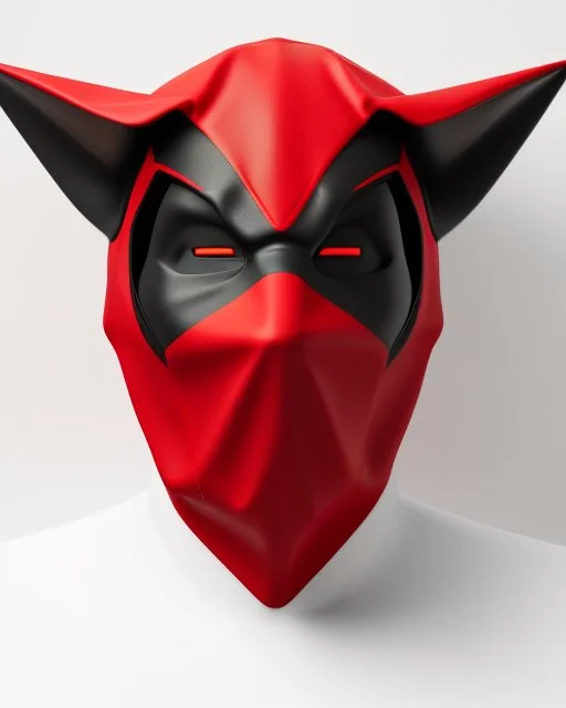 Draw an illustration with a red and black hood and a dragón mask over they eyes, front view