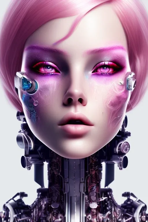 cyborg, pink hair,seven , perfekt eye, real, dream