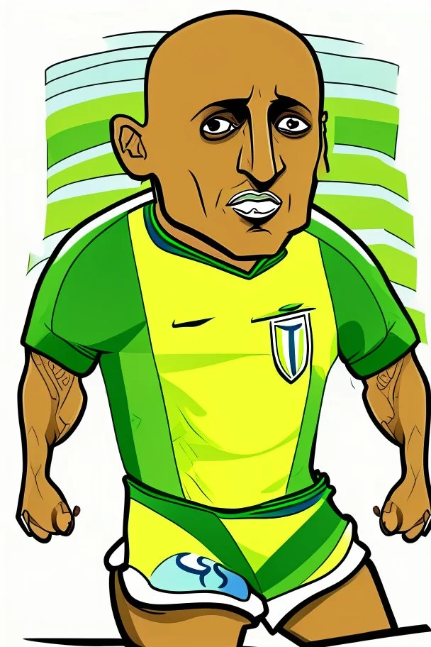 Roberto Carlos Brazilian soccer player cartoon 2d