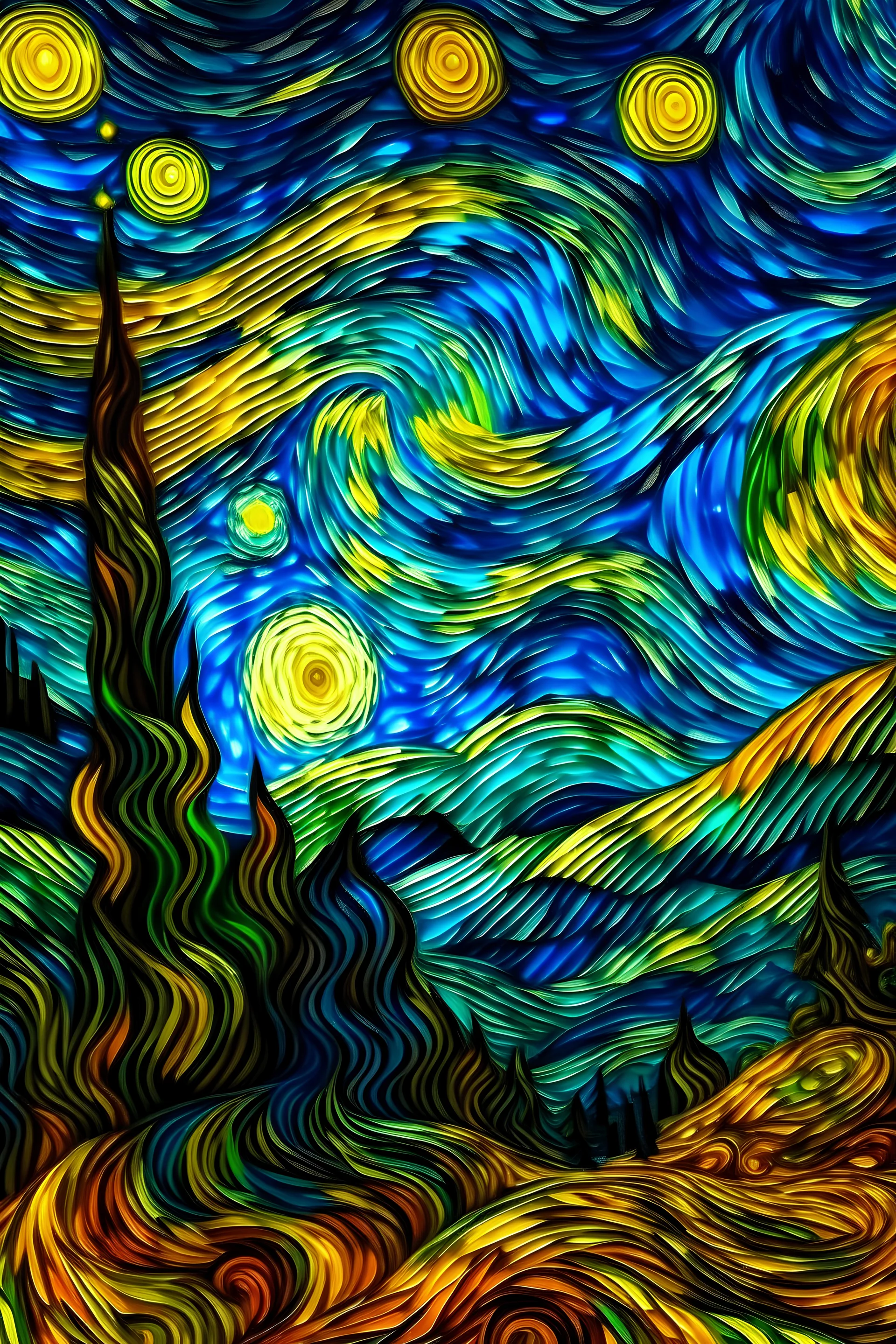 te quiero Hasta el infinito colorante al estilo van gogh