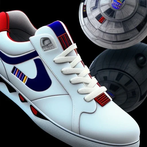 star wars sneaker, 35mm camera, magazine advertisement, realistic shot 3/4 view from the lateral front