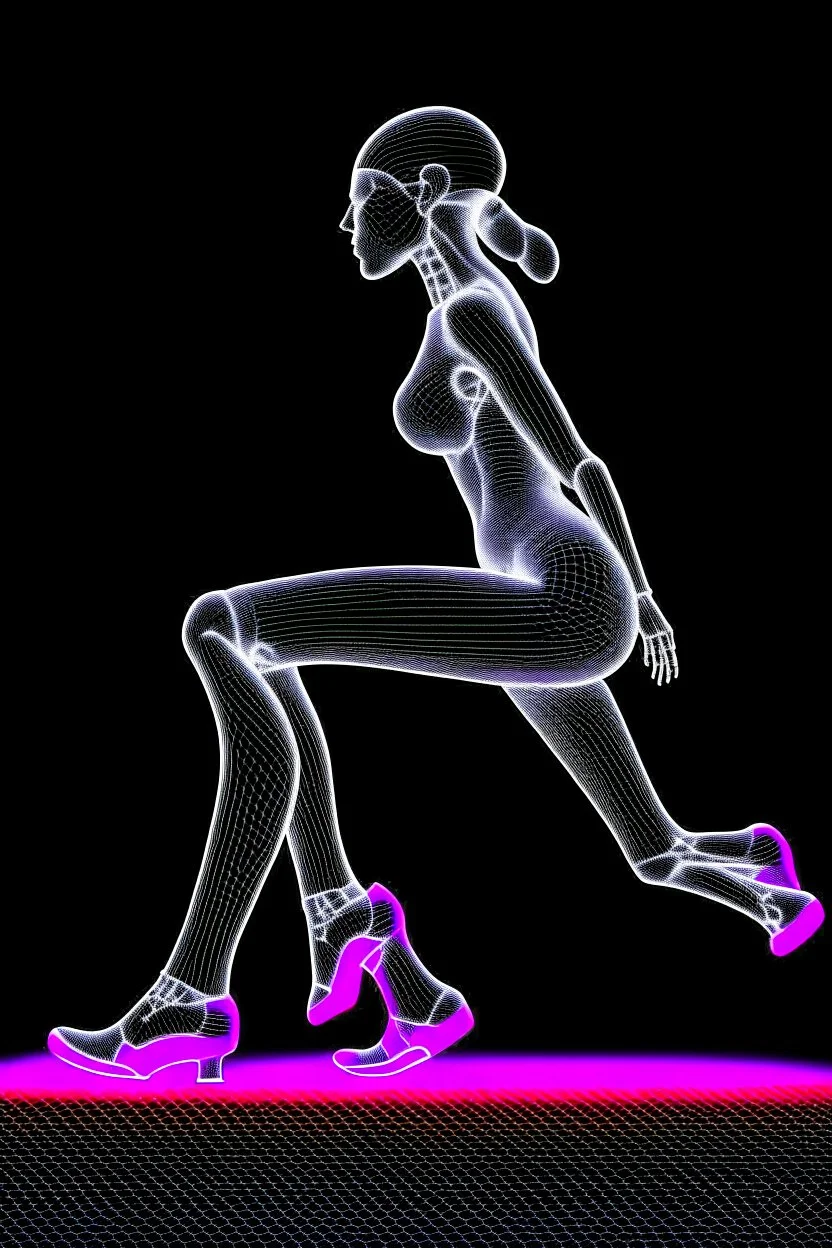 Anima; Neon X-Ray of a woman in heels; neo-futuristic