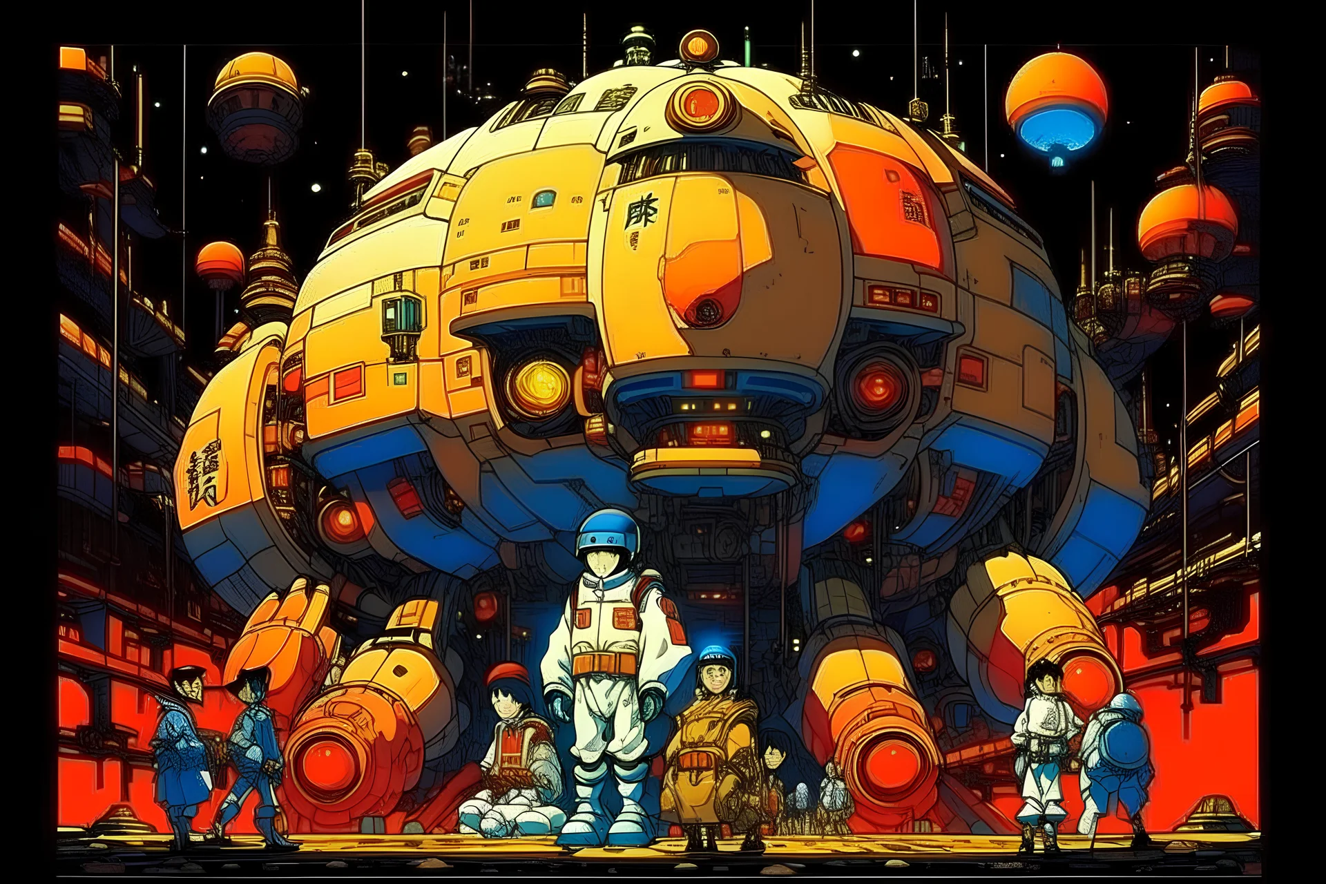 incredibly powerful sci-fiction Anime "ROBOTA" in space, created by Katsuhiro Otomo + Rumiko Takahashi, Movie poster style, box office hit, a masterpiece of storytelling, main character center focus,highly detailed 8k, intricate, detailed, vivid vibrant rich colors, by Jean Giraud Moebius and Frank Frazetta portrait cyberpunk dynamic lighting award winning, Jacek Yerka Ken Sugimori, outer space, noah bradley, cyril roland, ross tran, intricate artwork masterpiece, ominous,matte painting mov