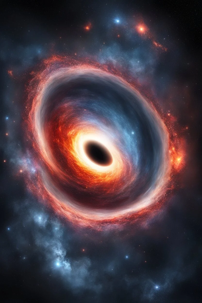 Black hole consuming star in dying galaxy hyper realistic