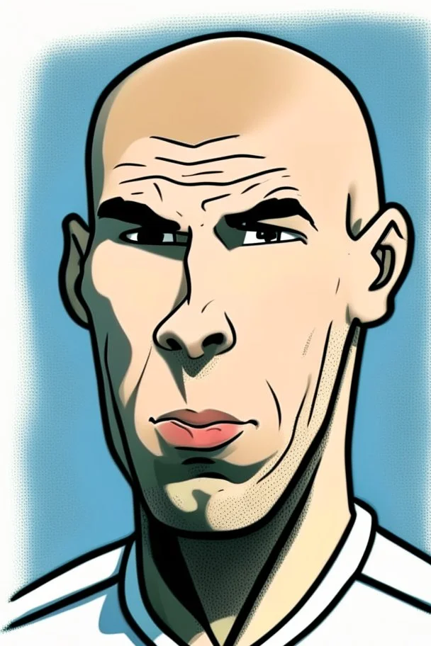 Zinedine Zidane French football player ,cartoon 2d