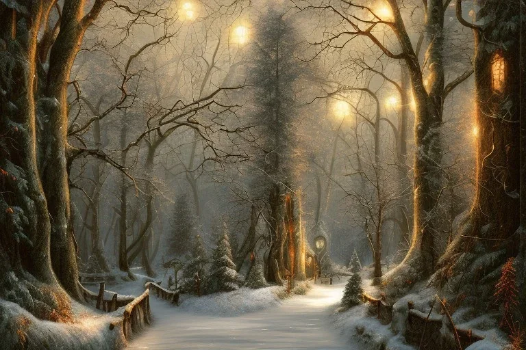 FOREST LANTERN WINTER PATH FALL