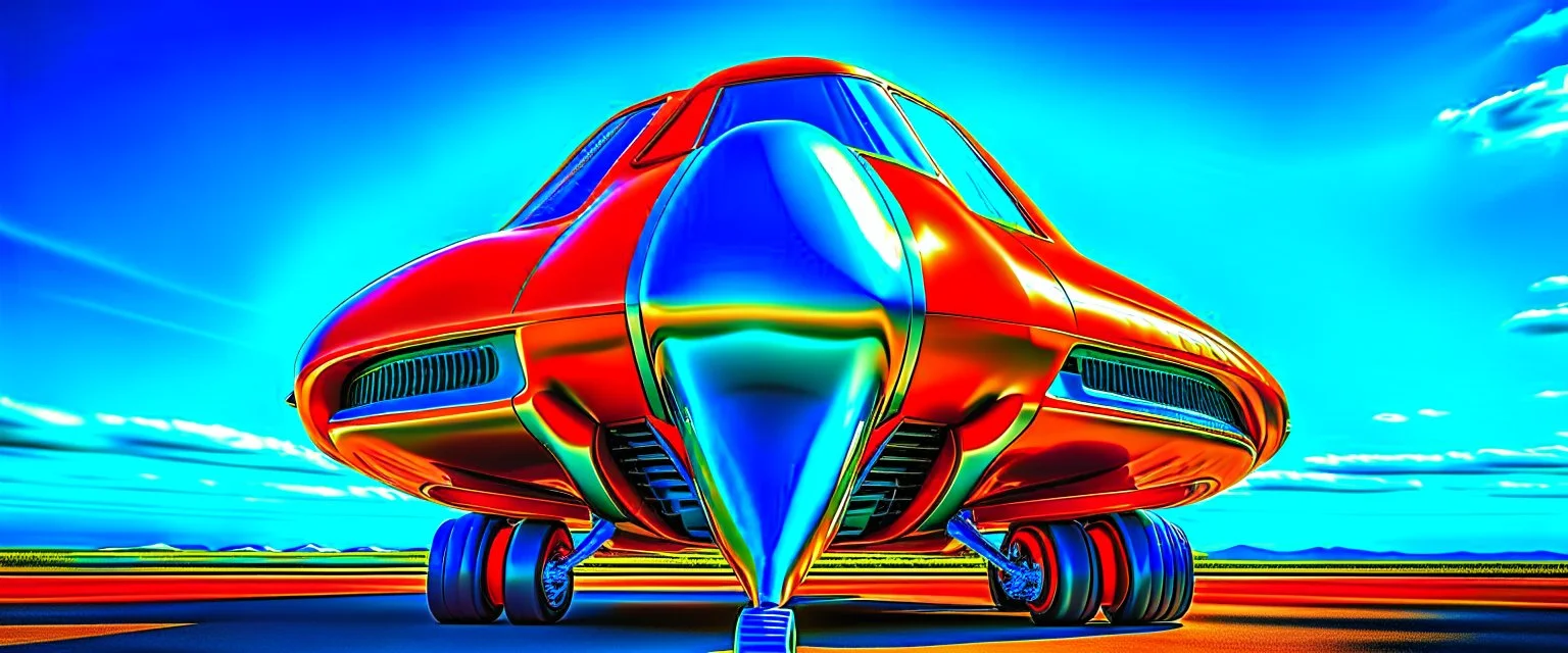 A national geographic award winning photograph of a military fighter jet station wagon elephant hybrid bilaterally symetrical designed by skunkworks, only one vehicle per image painted metallic orange traveling at a high rate of speed, jet intake off of front center of vehicle and jet exhaust out the rear with bright blue flame soviet retrofuturism