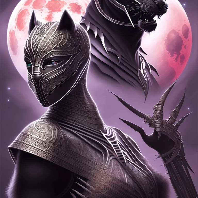 sango fantasy, fantasy magic, intricate, sharp focus, illustration, highly detailed, digital painting, concept art, matte, artgerm and paul lewin and kehinde wiley, masterpiece Asian black panther Papu New Guina pyramid black silver space lady space blood moon galaxy