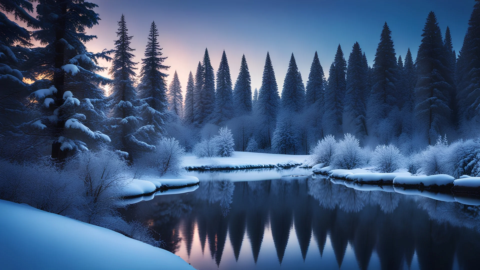 christmas time,photo of a snowy fir forest,christmas magic, midnight hour,fireflies,reflections,8k, volumetric lighting, Dramatic scene