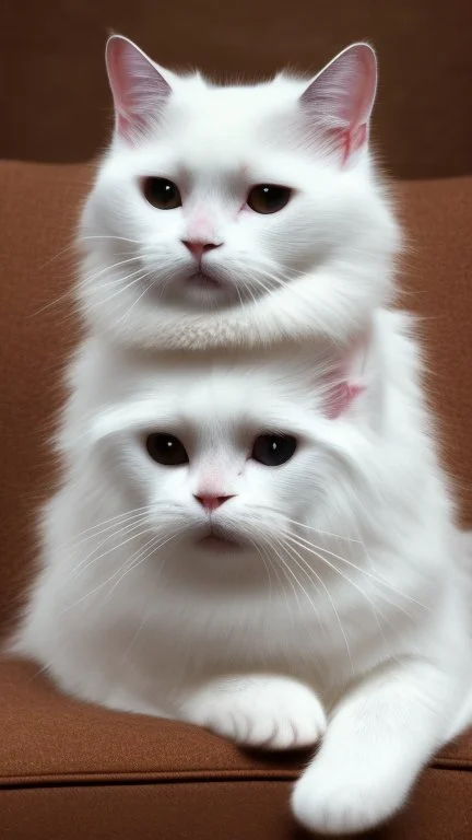 White cat, sitting on a sofa hdr