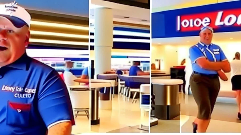 hostess tells upset man wearing shorts and polo shirt told to leave airport lounge