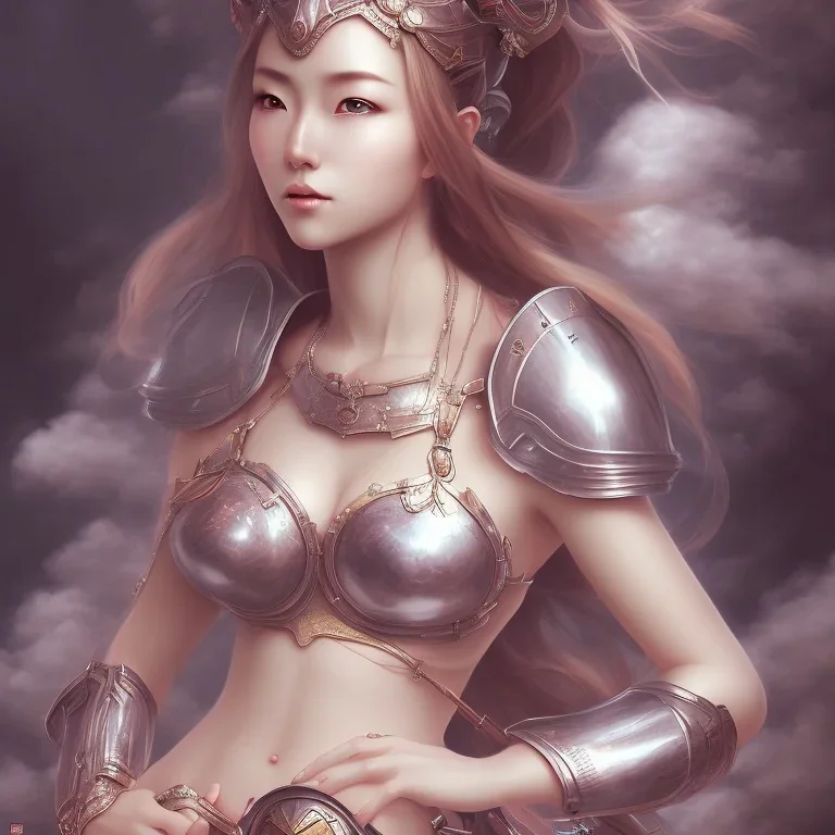 full portrait of wonderful japanese woman knight,giant boobs, high detail, volumetric lighting, tiny features, intricate detail,volumetric clouds