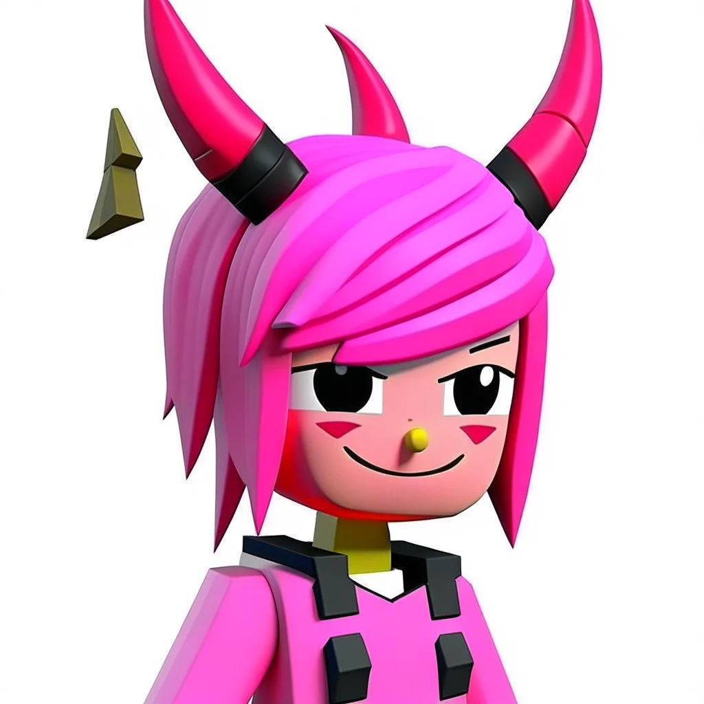 ROBLOX character pink hair with horns