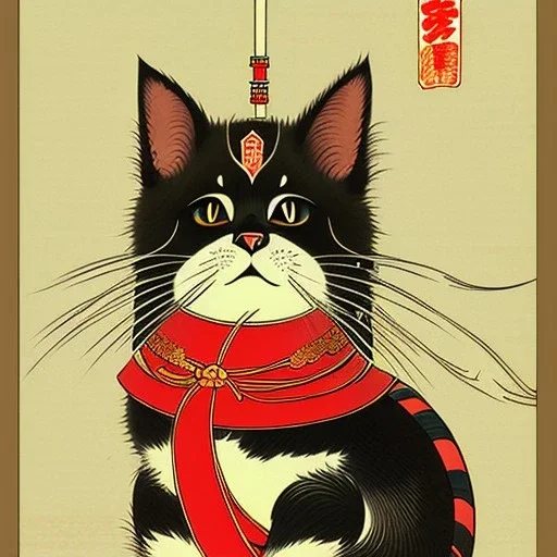 Ukiyo-e Style ,cute cat