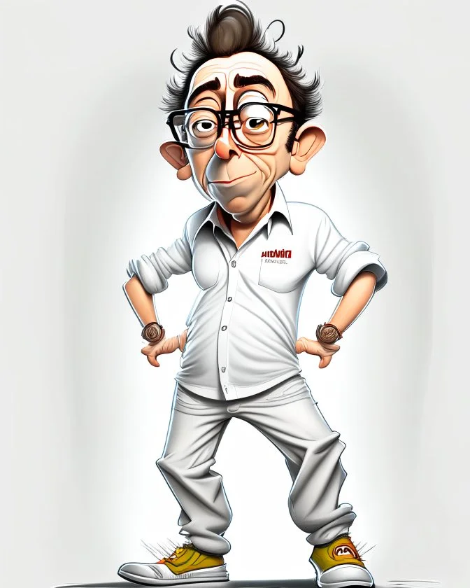 Gustavo Petro camisa blanca pantalón gris cuerpo completo arte caricatura obra de arte hiperdetallado 4k