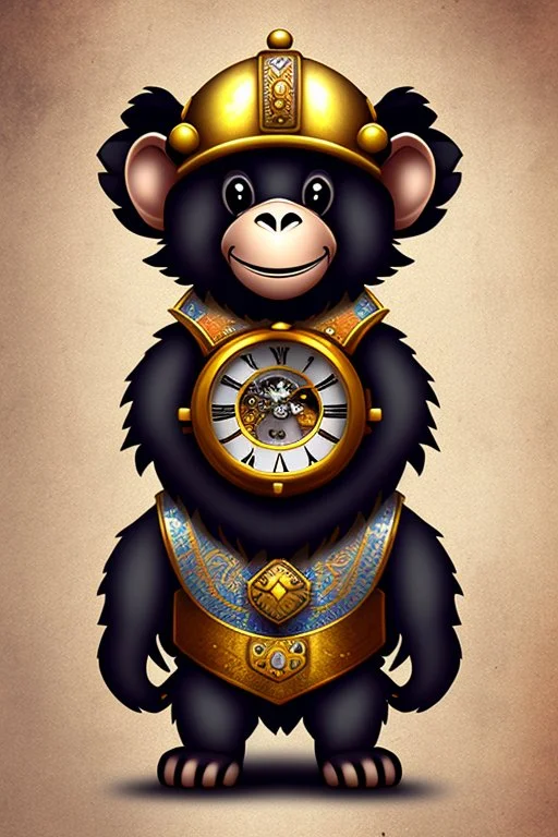 small cute steampunk mechanical monkey