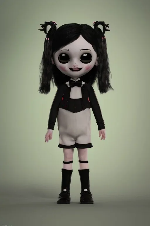 Wednesday Addams toddler, punk hair, full body,nbokeh, hyper realistic