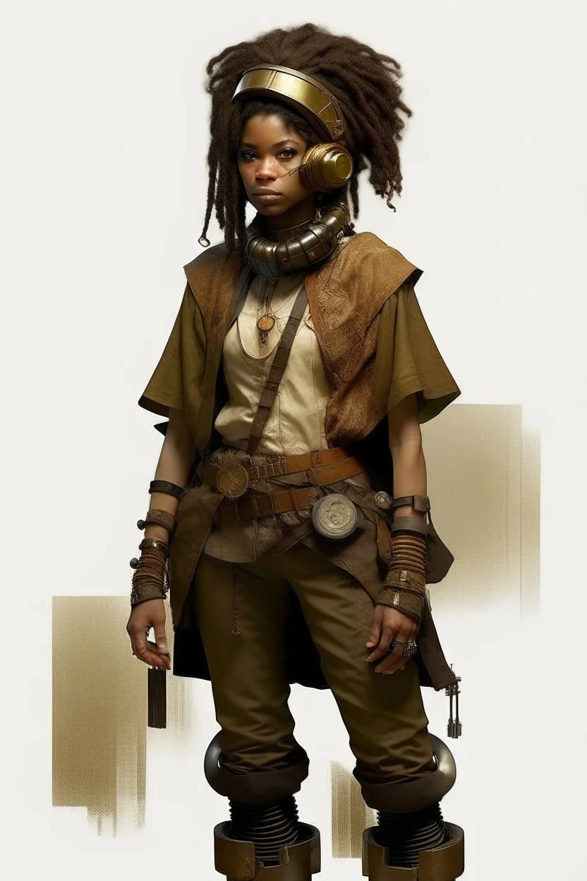 steampunk afro woman technology