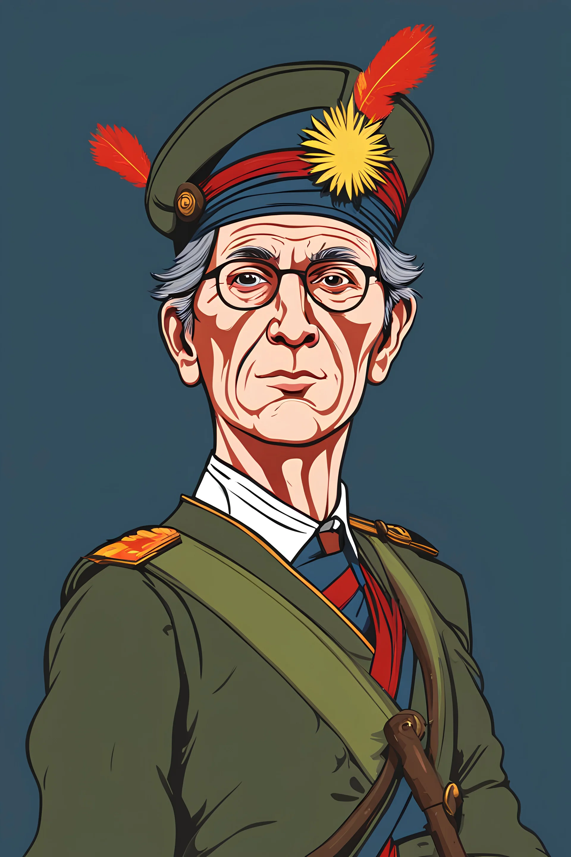 Şêx Abdulselam Barzanî, Flat Color,Digital Painting, Vector, Illustration, Animate, History Kurdistan, Character,