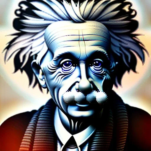 A portrait of Einstein, 3d, small dude, high detail, symbols, 4k, ray traing, high detail