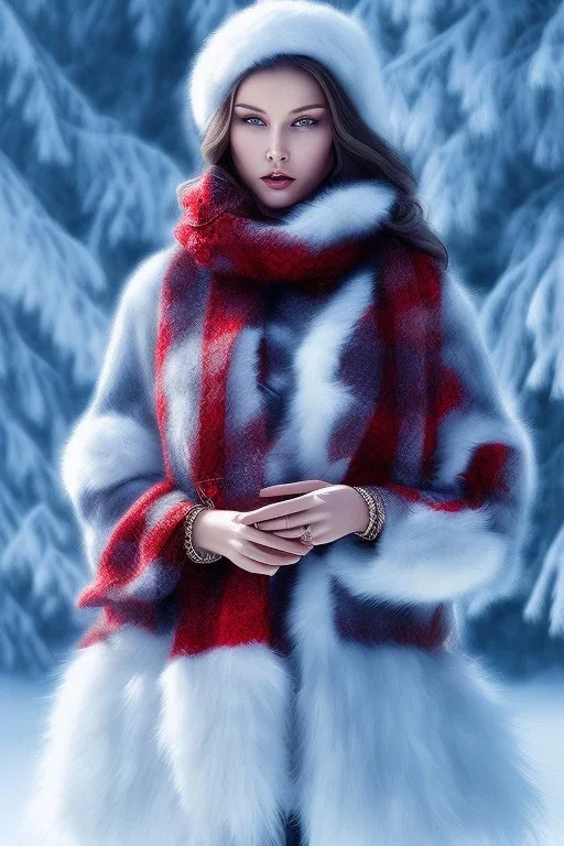 Wintertime Wonderland a Beautiful woman Hyperrealistic Digital Graphic in the Style of Jennifer Healy, Eric Zen