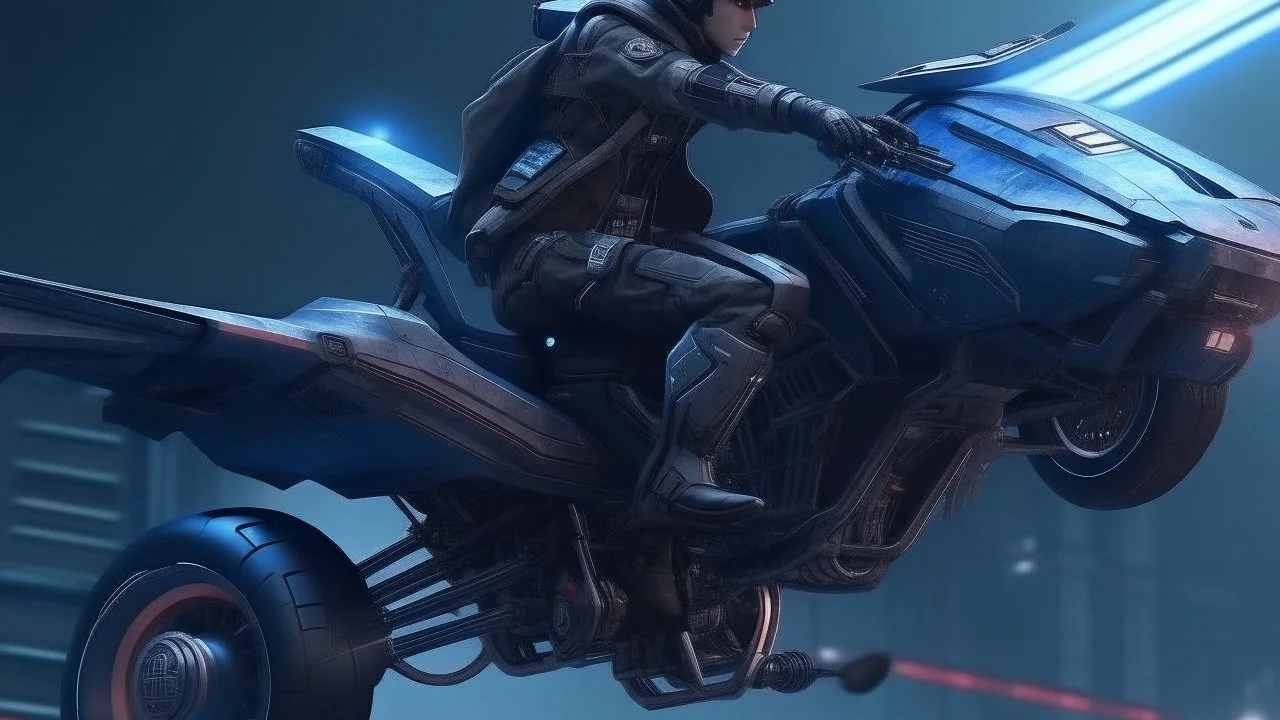 flying motocycle cyberpunk realistic star wars