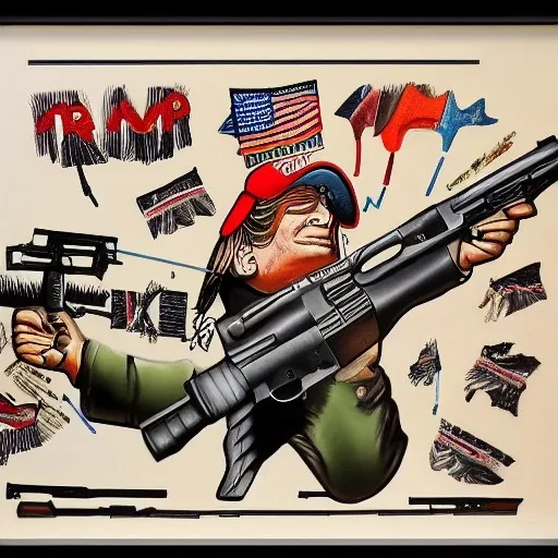 Trump with guns and ammo by miro