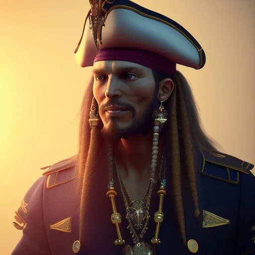 Portrait of Pirate,hyperultrarealistic, unreal engine 5, octane render, studio lighting