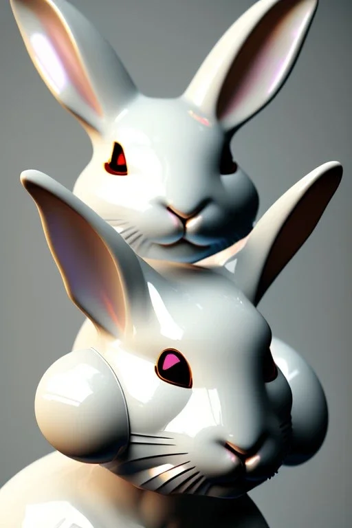 Sweet Rabbit mask, porcelain, photo studio, black background, unreal engine 5, concept art, art station, ray tracing, lumen lighting, ultra detail, volumetric lighting, 3d.