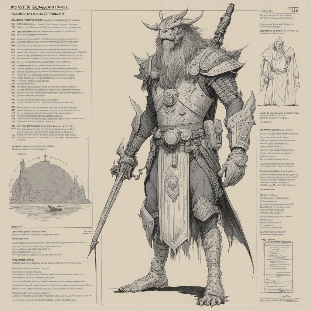 ConceptSheet: AD&D monster guardian familiar with statistics [by Moebius]