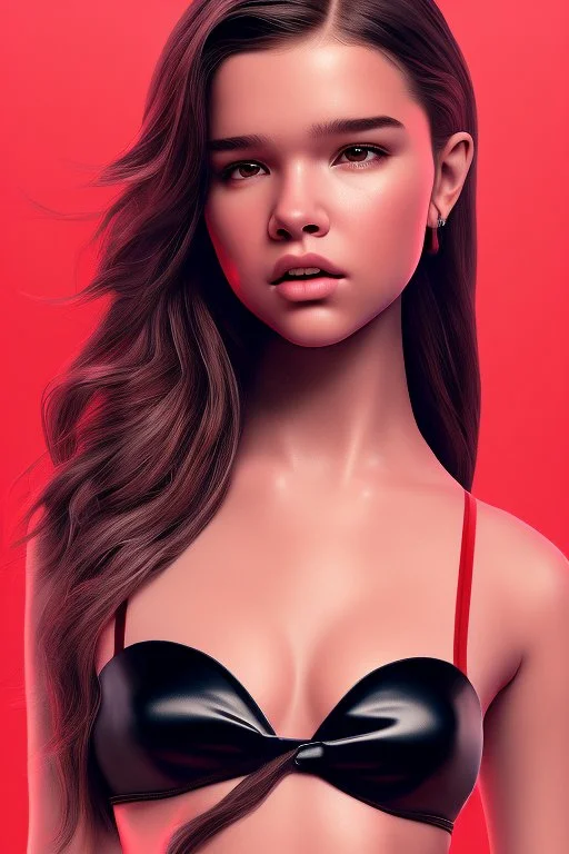 4K Ultra-HD -- Hailee Steinfeld wearing a red bikini --4k Ultra-HD--Hyper realistic--Cinema lighting