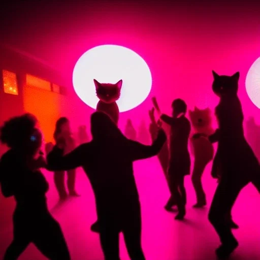 Creepy photo of new years eve rave cats dancing