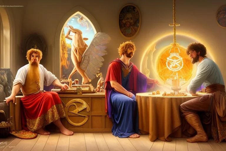 photorealistic fantasy illustration of I calculated a phantasm to glimpse Pythagoras's golden thigh While performing cult mathematics in the style of Dan Mumford, artgerm, Alphonse Mucha, Thomas kinkade, smooth, sharp, HDR, dof, deep focus, hyper realistic, magic, mystical, ethereal, 3d render, octane render, hypersigil