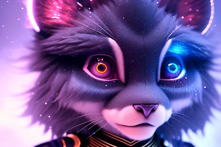 cutest AND softest creature in the world| large doll like eyes| supernatural and otherworldly| highly detailed vibrant fur| magical glowing trails| light dust| aesthetic| cinematic lighting| bokeh effect| mdjrny-v4 style