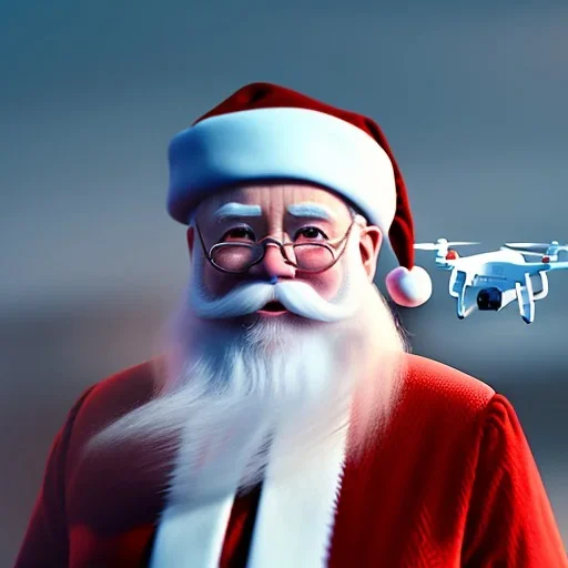 Drone kullanan noel baba, octane render, 8k, --ar 1:1