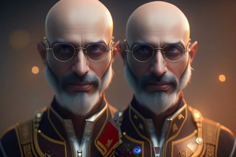 portrait of a bald Atul Bhardwaj, steampunk, brown eyes, no facial hair, steampunk, unreal 5, octane render, cinema4d, dynamic lighting, soft lighting, 4k, redshift render, highly detailed, hyper realistic