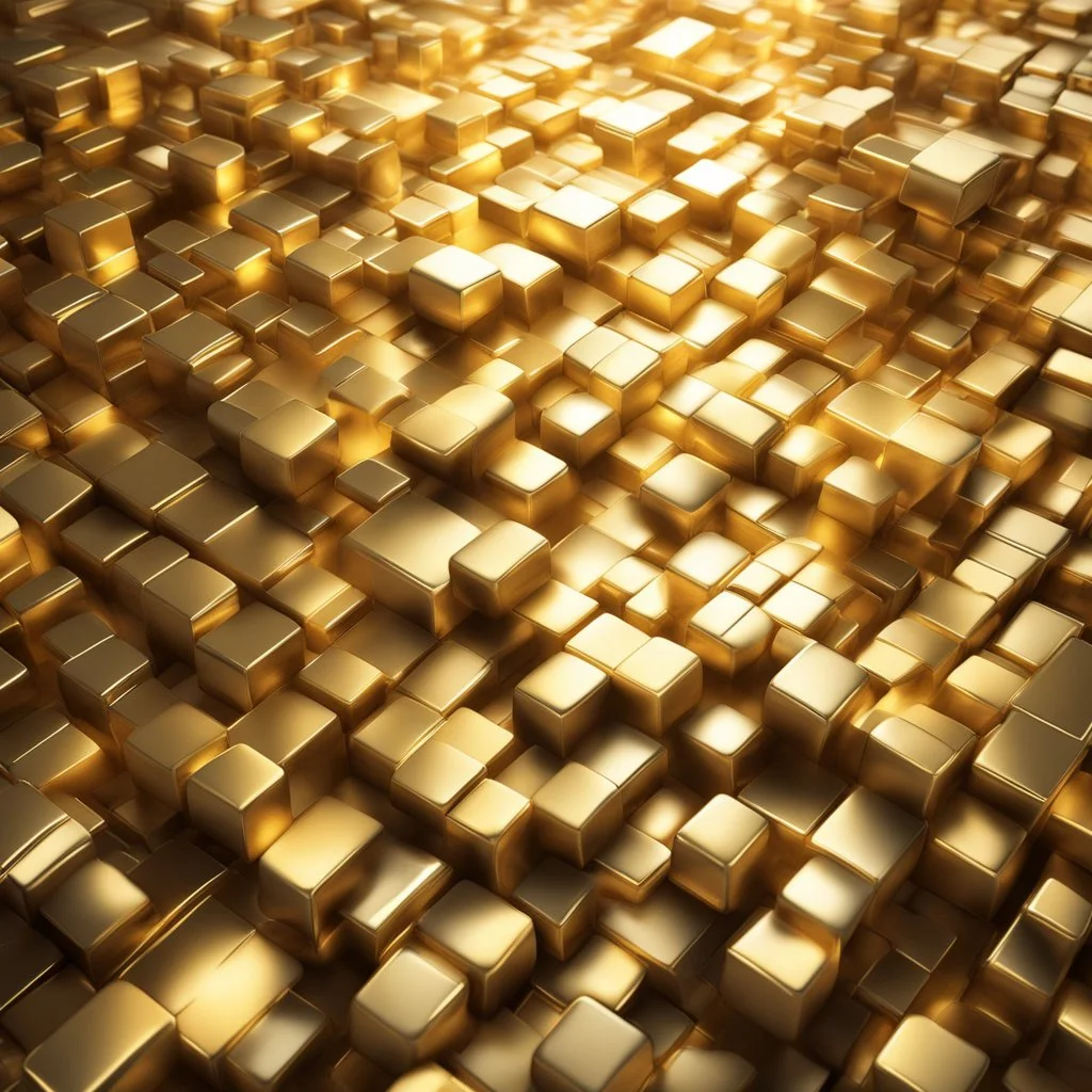 Hyper Realistic glowing golden blocks textured background