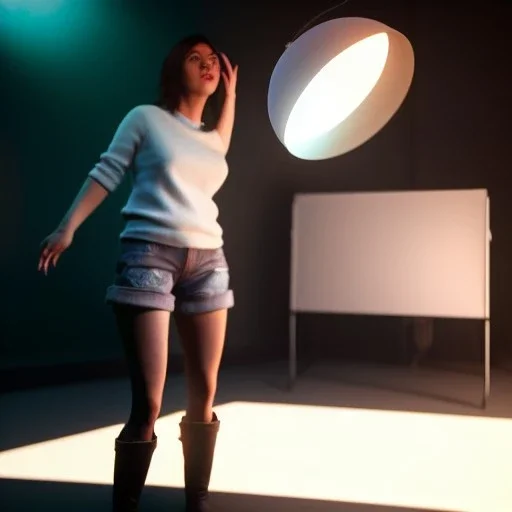 Ultra Realistic image, photo studio, medium shot view, woman making the fuck off gesture, highly detailed, unreal engine 5, ray tracing, RTX, lumen lighting, ultra detail, volumetric lighting, finely drawn, high definition, high resolution.