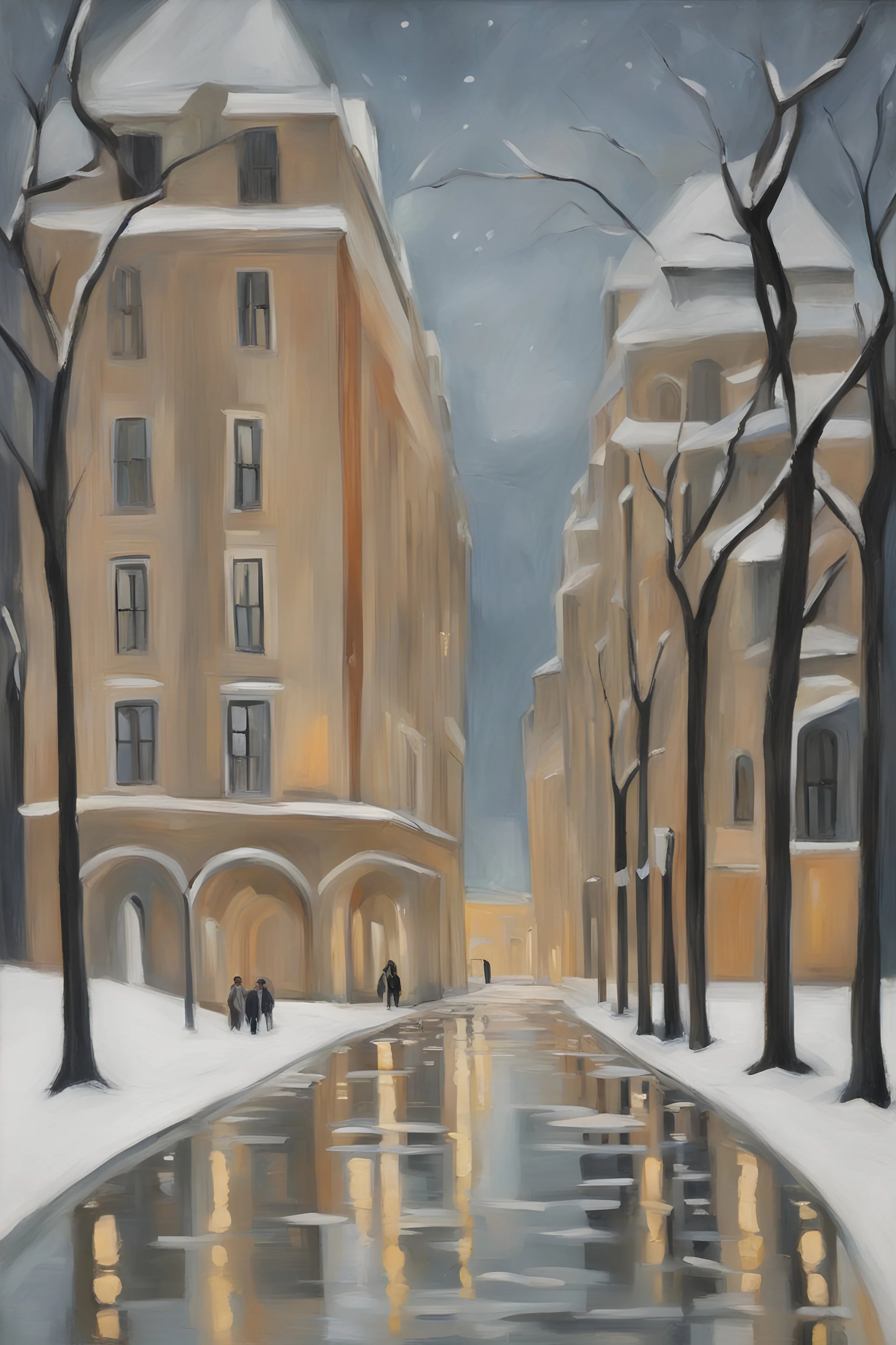 Alexandra "Sasha" Aleksejevna Luss oil paiting Pablo Picasso style Once upon a winter time Once upon a night time Stocholm city. Farther from the city center was an old park where the trees had bent under the heavy snow, forming beautiful white arches.