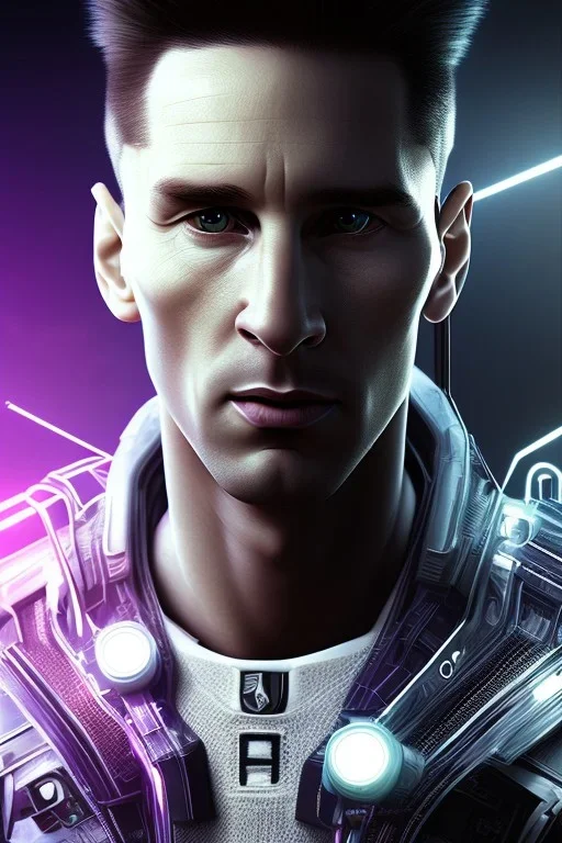 lionel Messi face style cyberpunk