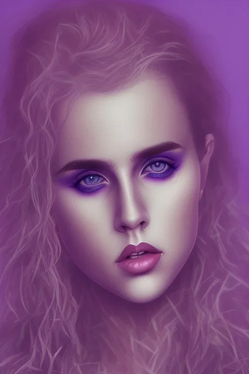 Danish singer MØ face, style viking, high light ,purple tones