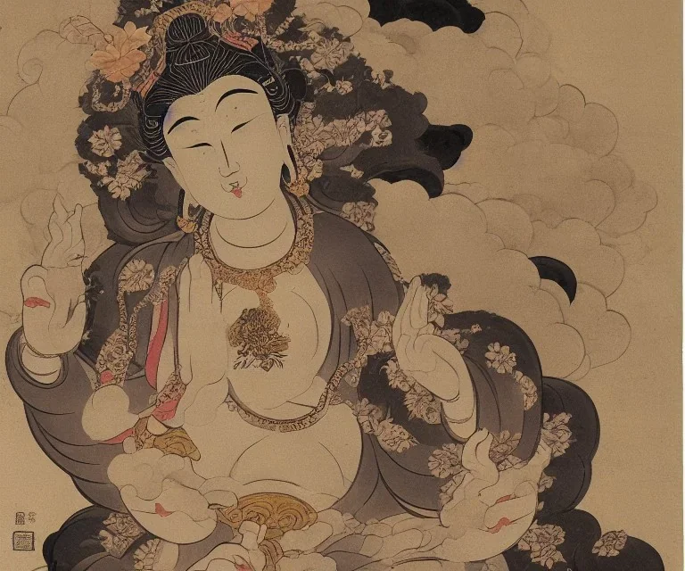 Female bodhisattva cloud hands, Meiji period art